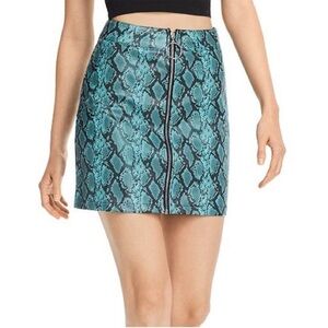 Tiger Mist Faux Snakeskin Mini Skirt Size XS NEW Blue Snake